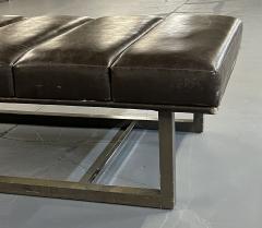 Mid Century Modern Bench Ottoman Leather Steel - 2600908