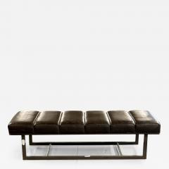 Mid Century Modern Bench Ottoman Leather Steel - 2604827