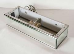 Mid Century Modern Beveled Mirror and Relief Textured Glass Vanity Light - 1540057