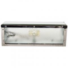 Mid Century Modern Beveled Mirror and Relief Textured Glass Vanity Light - 1540061