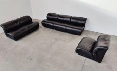 Mid Century Modern Black Leather Modular Sofa by Doimo Salotti - 2956137