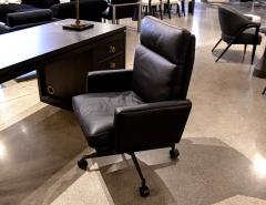 Mid Century Modern Black Leather Office Chair - 3065681