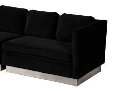 Mid Century Modern Black Velvet Lounge Sofa Two Piece Set - 1993920