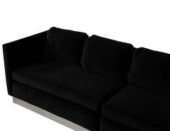 Mid Century Modern Black Velvet Lounge Sofa Two Piece Set - 1993921