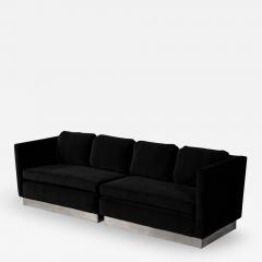 Mid Century Modern Black Velvet Lounge Sofa Two Piece Set - 1998916