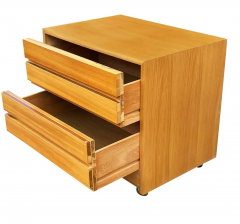 Mid Century Modern Blond Wood Cabinet or Night Stand with Drawers Casters - 2592061