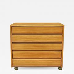 Mid Century Modern Blond Wood Cabinet or Night Stand with Drawers Casters - 2596492