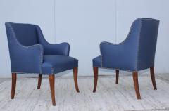 Mid Century Modern Blue Leather Armchairs - 984004