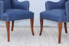 Mid Century Modern Blue Leather Armchairs - 984007