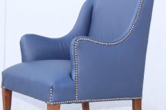 Mid Century Modern Blue Leather Armchairs - 984013