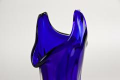 Mid Century Modern Blue Murano Glass Vase Italy circa 1970 - 4730300
