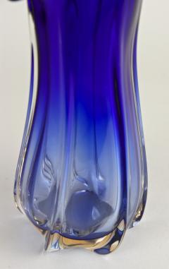 Mid Century Modern Blue Murano Glass Vase Italy circa 1970 - 4730301