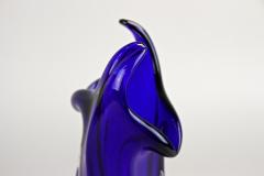 Mid Century Modern Blue Murano Glass Vase Italy circa 1970 - 4730303