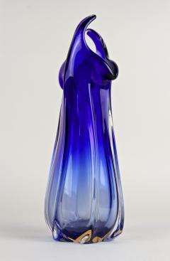 Mid Century Modern Blue Murano Glass Vase Italy circa 1970 - 4730304