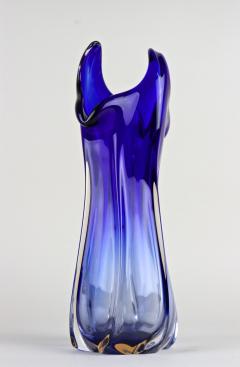 Mid Century Modern Blue Murano Glass Vase Italy circa 1970 - 4730306