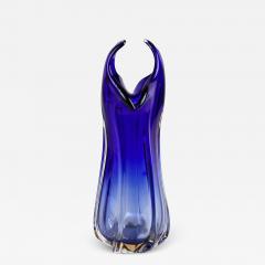 Mid Century Modern Blue Murano Glass Vase Italy circa 1970 - 4730828