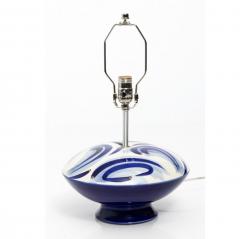 Mid Century Modern Blue and White Glass Lamp circa 1970s - 3690384