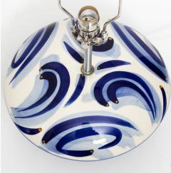 Mid Century Modern Blue and White Glass Lamp circa 1970s - 3690386