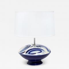 Mid Century Modern Blue and White Glass Lamp circa 1970s - 3697426