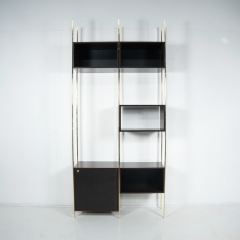 Mid Century Modern Bookcase by Jules Wabbes Wood and Brass 1960s - 4331140