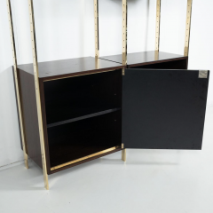 Mid Century Modern Bookcase by Jules Wabbes Wood and Brass 1960s - 4331144
