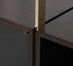 Mid Century Modern Bookcase by Jules Wabbes Wood and Brass 1960s - 4331148