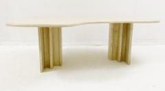 Mid Century Modern Boomerang Travertine Coffee Table - 2499658