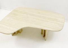 Mid Century Modern Boomerang Travertine Coffee Table - 2499660