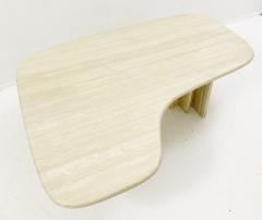 Mid Century Modern Boomerang Travertine Coffee Table - 2499661