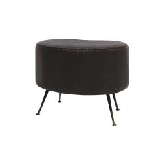 Mid Century Modern Braided Leather Round Footstool Italy 1960s - 2924764