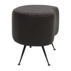 Mid Century Modern Braided Leather Round Footstool Italy 1960s - 2924766