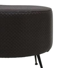 Mid Century Modern Braided Leather Round Footstool Italy 1960s - 2924769