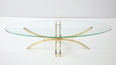 Mid Century Modern Brass And Glass Oval Coffee Table - 2711979