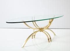 Mid Century Modern Brass And Glass Oval Coffee Table - 2711985