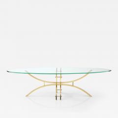 Mid Century Modern Brass And Glass Oval Coffee Table - 2721083