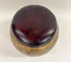 Mid Century Modern Brass Ottoman Stool or Side Table with Leather Top a Pair - 2865774