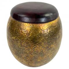 Mid Century Modern Brass Ottoman Stool or Side Table with Leather Top a Pair - 2865776
