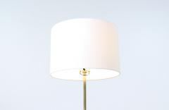 Mid Century Modern Brass Sculpted Walnut Floor Lamp with Side Table - 3198377