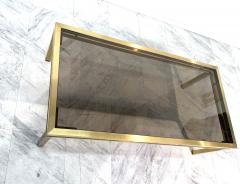 Mid Century Modern Brass Smoked Glass Coffee Table 1970s - 4308421