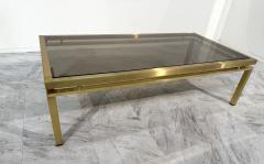 Mid Century Modern Brass Smoked Glass Coffee Table 1970s - 4308422