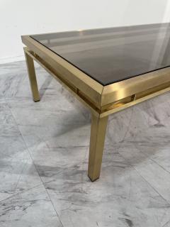 Mid Century Modern Brass Smoked Glass Coffee Table 1970s - 4308424