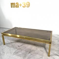 Mid Century Modern Brass Smoked Glass Coffee Table 1970s - 4308425