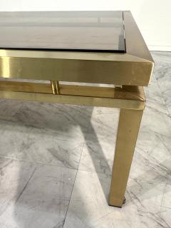 Mid Century Modern Brass Smoked Glass Coffee Table 1970s - 4308426