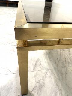 Mid Century Modern Brass Smoked Glass Coffee Table 1970s - 4308427