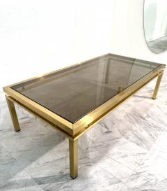 Mid Century Modern Brass Smoked Glass Coffee Table 1970s - 4308428
