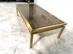 Mid Century Modern Brass Smoked Glass Coffee Table 1970s - 4308429