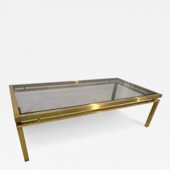 Mid Century Modern Brass Smoked Glass Coffee Table 1970s - 4310152