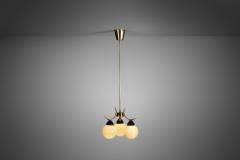Mid Century Modern Brass and Glass Ceiling Lamp Europe ca 1950s - 3070697
