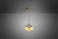 Mid Century Modern Brass and Glass Ceiling Lamp Europe ca 1950s - 3070699