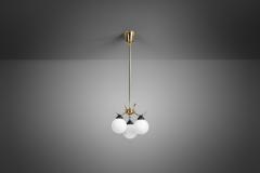 Mid Century Modern Brass and Glass Ceiling Lamp Europe ca 1950s - 3081098
